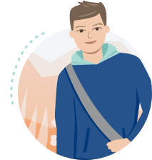 Man with backpack icon