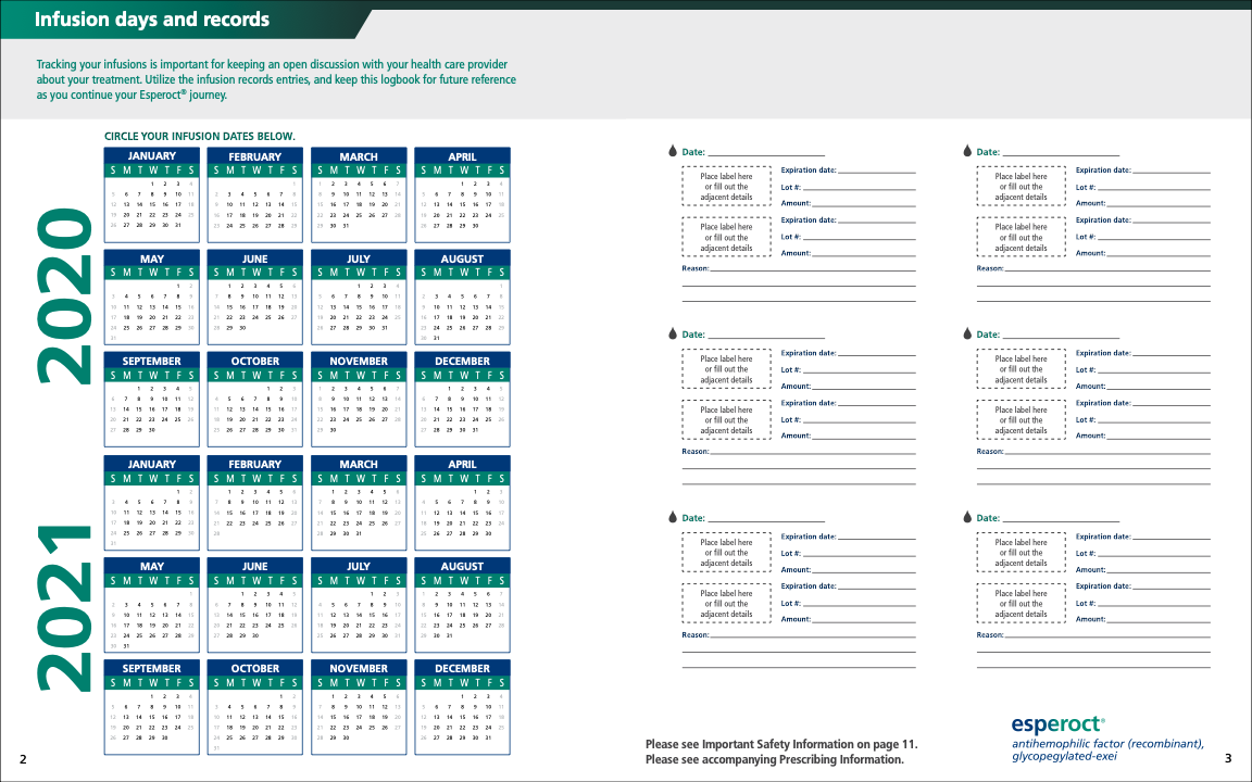 Esperoct<sup>®</sup> Infusion Logbook Preview Image #2