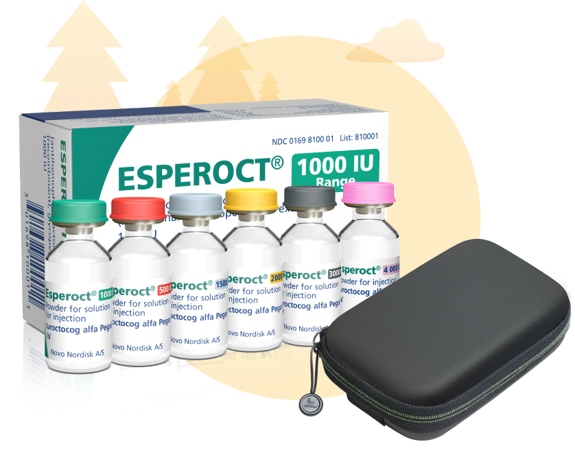 Esperoct® box, vials, and travel kit