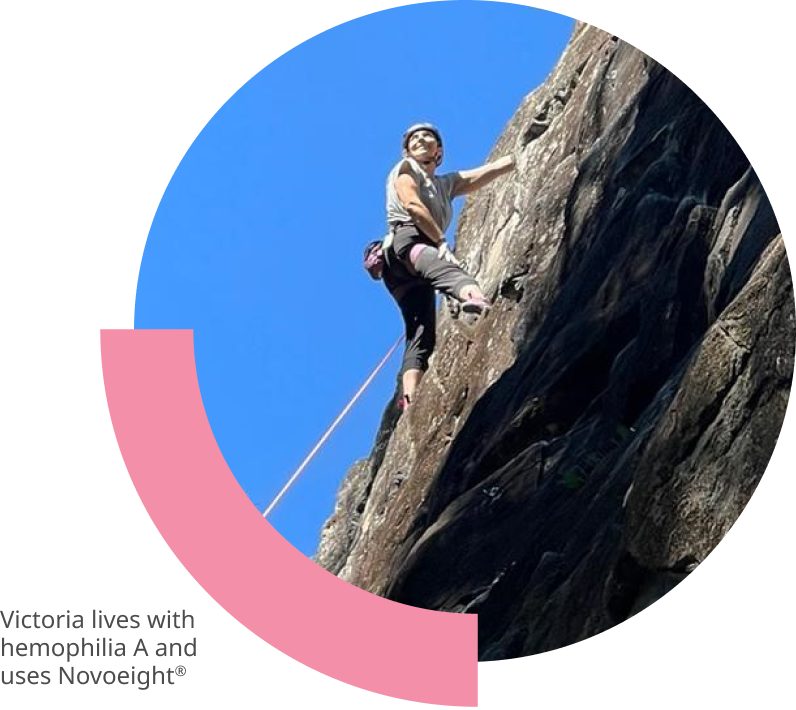 Woman climbing mountain