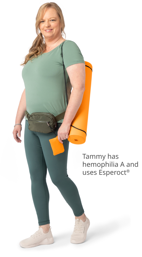 Tammy with bag and yoga mat